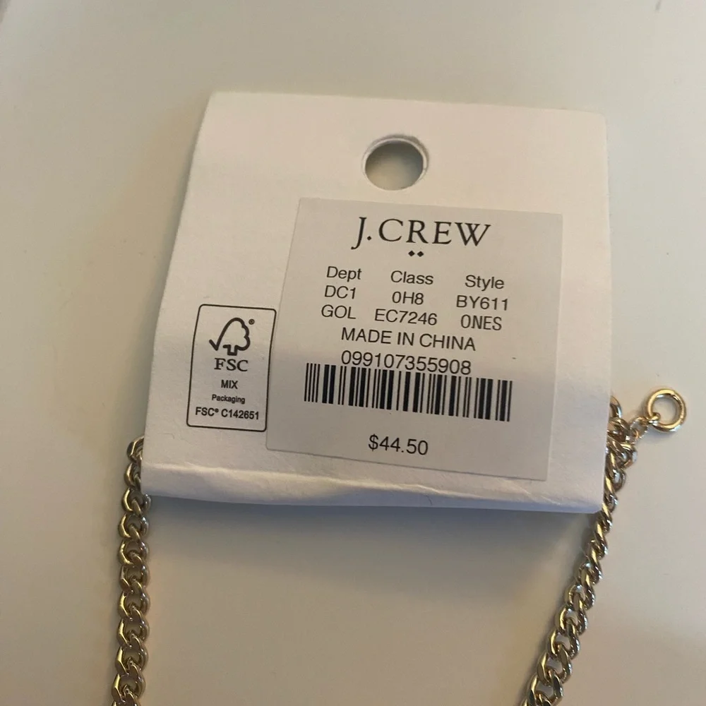 J CREW NWT Necklace Hammered Gold Pendant T-Bar Toggle style Chain - Picture 5 of 5
